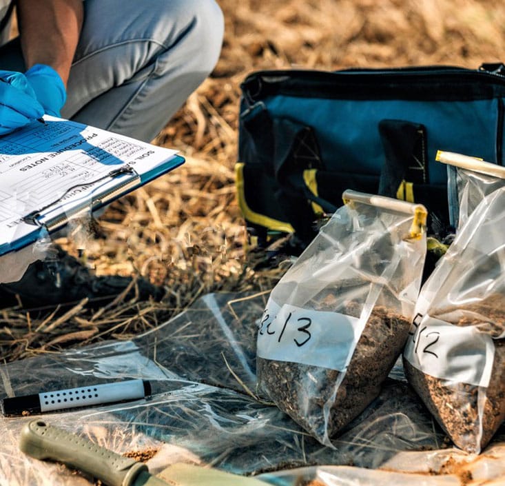 testing environment soil and placing in plastic bags